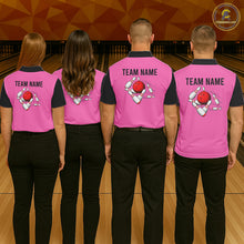 Load image into Gallery viewer, Personalized Pink Black Retro Bowling Polo shirt For women custom vintage bowling team jerseys NQS6568
