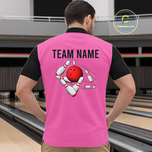 Load image into Gallery viewer, Personalized Pink Black Retro Bowling Quarter Zip shirt For Men custom vintage bowling team jerseys NQS6568