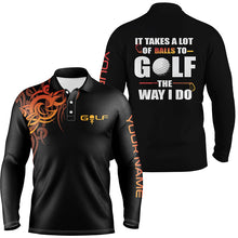 Load image into Gallery viewer, Funny Black orange Men golf polo shirts custom It takes a lot of balls to golf the way I do golf gifts NQS5710