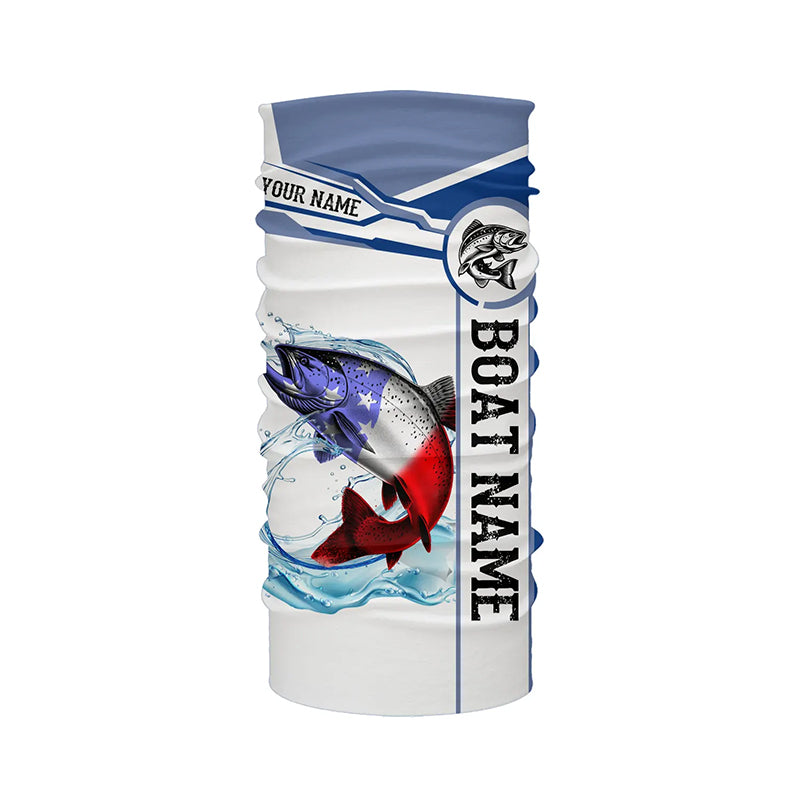 Chinook Salmon Fishing American Flag Custom name and boat name performance Patriotic Fishing Shirts NQS2365
