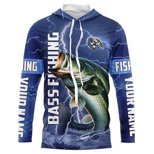 Bass Fishing blue lightning jerseys custom name Bass performance Long Sleeve tournament fishing shirts NQS3932