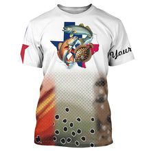 Load image into Gallery viewer, Texas Slam Redfish, Speckled Trout, Flounder fishing Texas Flag custom name 3D Fishing shirts NQS466