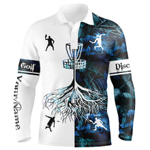 Load image into Gallery viewer, Mens disc golf polo shirts blue camo custom name disc golf team shirt, disc golf gifts NQS4360