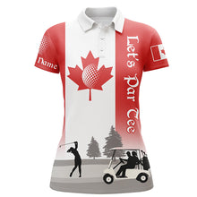 Load image into Gallery viewer, Womens golf polo shirts custom name Canadian flag patriotic Let’s Par Tee white golf shirt NQS5762