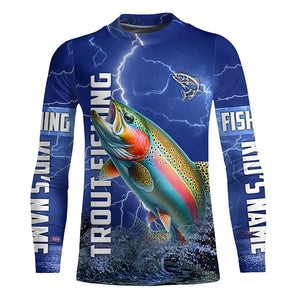 Rainbow trout Fishing blue lightning jerseys custom performance Long Sleeve tournament fishing shirts NQS6415