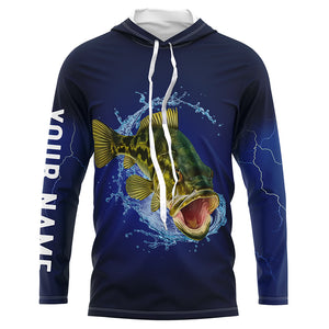 Walleye Fishing Blue lightning UV protection Customized Name long sleeve fishing shirt for men, women NQS300