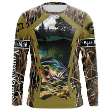 Load image into Gallery viewer, Largemouth Bass Fishing Camo Customize Name UV protection Long sleeve Fishing Shirts Personalized Gift NQS502