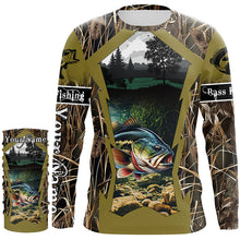 Load image into Gallery viewer, Largemouth Bass Fishing Camo Customize Name UV protection Long sleeve Fishing Shirts Personalized Gift NQS502