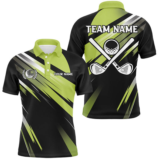 Green and Black Mens golf polo shirts custom golf ball clubs golf attire for men, golfing gifts NQS7531