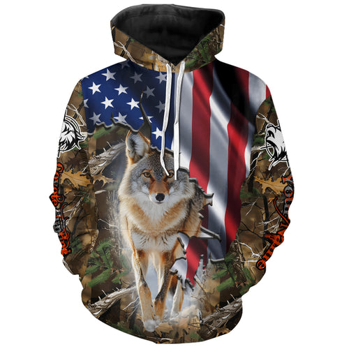 American Flag Coyote hunting predator camouflage Customize Name hunting clothes NQS1042