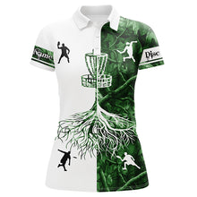 Load image into Gallery viewer, Women disc golf polo shirts green camo custom name disc golf team shirt, disc golf gifts NQS6896