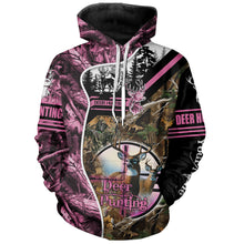 Load image into Gallery viewer, Deer Hunting Pink Camo Custom Name 3D All over print shirts, personalized hunting apparel NQS2896