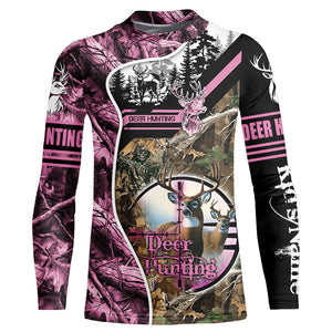 Deer Hunting Pink Camo Custom Name 3D All over print shirts, personalized hunting apparel NQS2896