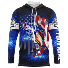 Load image into Gallery viewer, Bass Fishing 3D American Flag patriotic Customize Bass fishing jerseys - personalized fishing gift NQS387