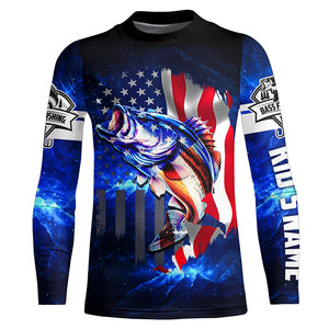Bass Fishing 3D American Flag patriotic Customize Bass fishing jerseys - personalized fishing gift NQS387