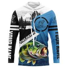 Load image into Gallery viewer, Largemouth Bass Fishing Blue performance fishing shirt custom name long sleeves NQS1269