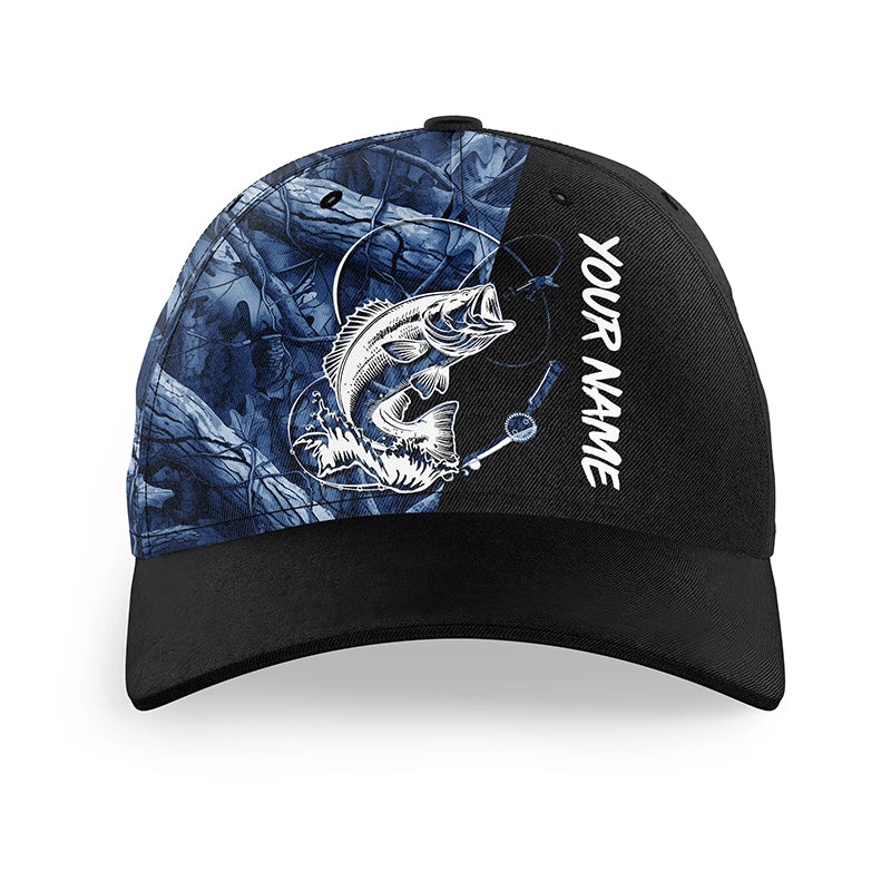 Bass Fishing Tattoo teal blue camo Custom fishing hat Fishing Baseball fisherman hat NQS4227