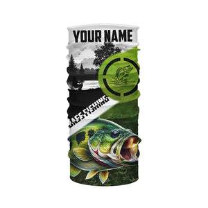 Largemouth Bass fishing green black Customize Name bass fish skull UV protection fishing shirts NQS1270