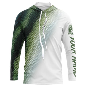 Bass Fishing green Scale Customize Name 3D performance fishing Shirts NQS1384