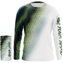 Load image into Gallery viewer, Bass Fishing green Scale Customize Name 3D performance fishing Shirts NQS1384