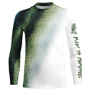 Bass Fishing green Scale Customize Name 3D performance fishing Shirts NQS1384