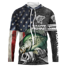 Load image into Gallery viewer, Crappie fishing American flag patriot Customize name Performance Long Sleeve fishing shirts for men NQS2435