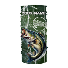 Load image into Gallery viewer, Largemouth Bass Fishing Custom Long sleeve Fishing Shirts, Bass green lightning reaper Fishing jerseys NQS4015