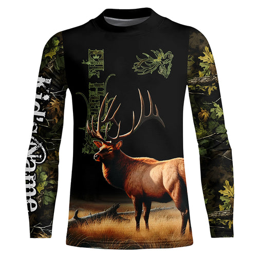 Elk Hunting Green tree Camo 3D All Over print shirts personalized hunting apparel for Elk hunters NQS535