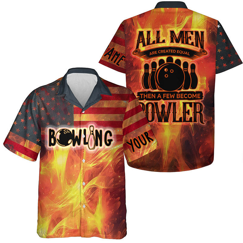 Custom Hawaiian bowling shirt for men – personalized team jersey front view