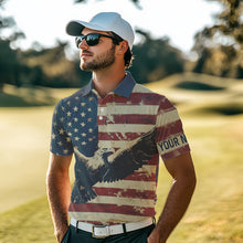 Load image into Gallery viewer, Personalized Vintage Eagle American flag Golf Polo Shirts For Men Custom Patriotic Mens Golf shirts NQS9632