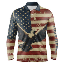 Load image into Gallery viewer, Personalized Vintage Eagle American flag Golf Polo Shirts For Men Custom Patriotic Mens Golf shirts NQS9632