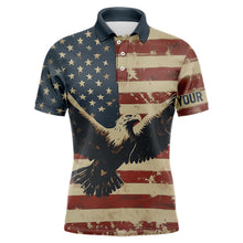 Load image into Gallery viewer, Personalized Vintage Eagle American flag Golf Polo Shirts For Men Custom Patriotic Mens Golf shirts NQS9632