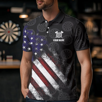 Retro American Flag Eagle Darts shirts for Men Custom Patriotic Darts Team Jersey Darts gifts NQS9634