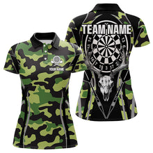Load image into Gallery viewer, Deer Skull Darts Board Green Camo Darts Polo, Quarter zip Shirts For Women Custom Team Darts Jersey NQS9636
