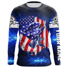 Load image into Gallery viewer, Mahi Mahi Fishing American Flag blue galaxy Custom UV protection long sleeve fishing shirts NQS424