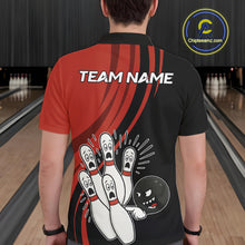 Load image into Gallery viewer, Funny Bowling ball and pins Black and Red Bowling Team Shirts For Men Custom Retro Bowling Jerseys NQS10225