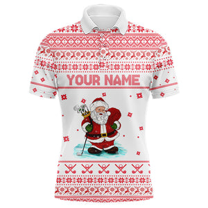 Funny ugly Christmas Mens golf polo shirt Santa Golfer, christmas polo shirts NQS6793