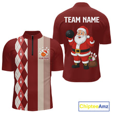 Load image into Gallery viewer, Retro Red argyle pattern Christmas Santa Bowling shirts For Men custom bowling team jerseys Outfits NQS10994