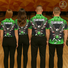 Load image into Gallery viewer, Green flame Mens bowling shirts Custom American flag Eagle Team bowling shirts, gift for bowlers NQS11188