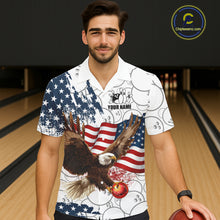 Load image into Gallery viewer, Red, White, Blue American Flag Eagle Bowling Hawaiian shirt Custom Patriotic Camo Bowling Team Jersey NQS11192