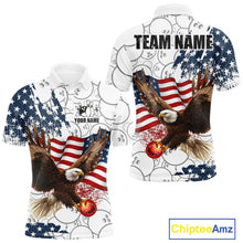 Load image into Gallery viewer, Red, White, Blue American Flag Eagle Men Bowling Shirts Custom Patriotic Camo Bowling Team Jersey NQS11192