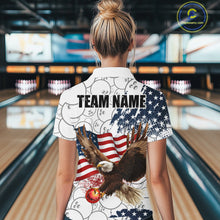 Load image into Gallery viewer, Red, White, Blue American Flag Eagle Women Bowling Shirts Custom Patriotic Camo Bowling Team Jersey NQS11192