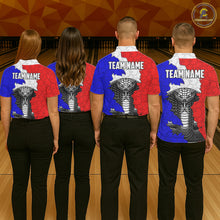Load image into Gallery viewer, Personalized Red, White and Blue Cobra Snake Bowling Team Shirts For Men, Patriotic Bowling Jerseys NQS11198