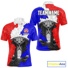 Load image into Gallery viewer, Personalized Red, White and Blue Cobra Snake Bowling Team Shirts For Men, Patriotic Bowling Jerseys NQS11198