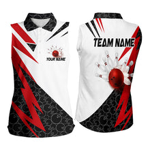 Load image into Gallery viewer, Black and White Bowling Sleeveless Polo Shirt Custom Lightning Team bowling jerseys | Red NQS9324
