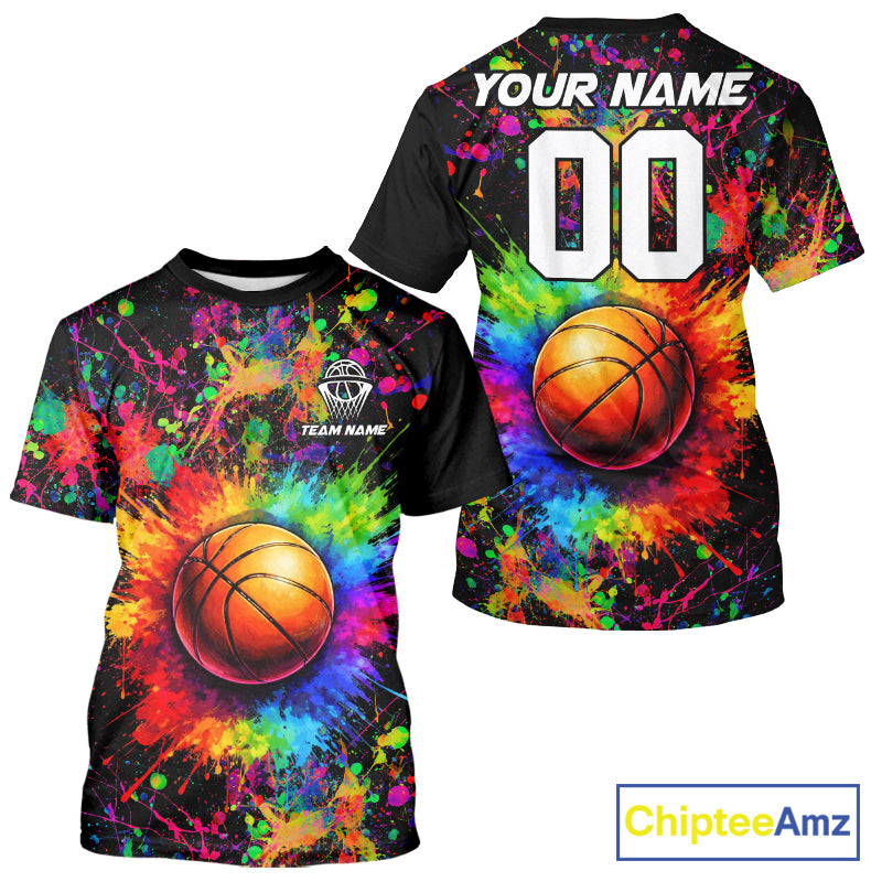 Colorful watercolor Basketball Shirts Custom Basketball jerseys for team, Basketball league shirts NQS11398