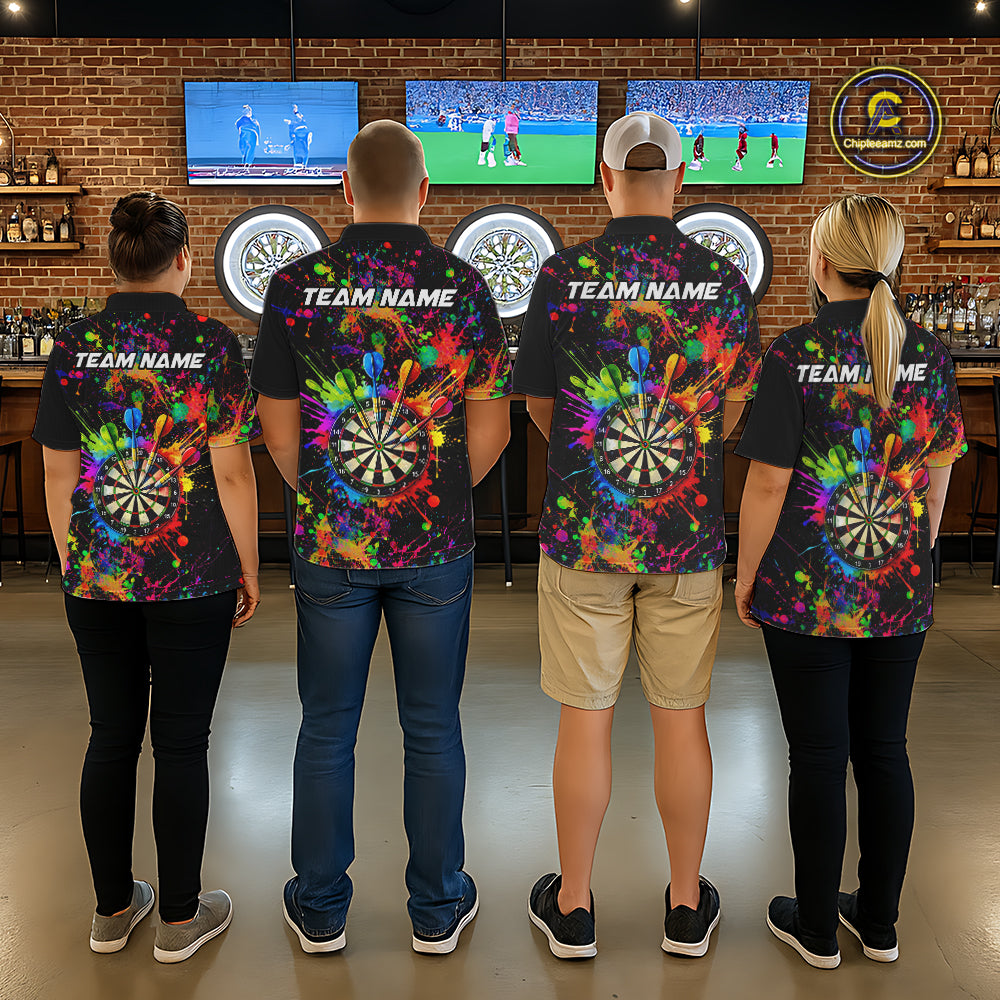 Colorful watercolor Dartboard Shirt for Women Custom Dart jerseys for team, dart league shirts NQS11397