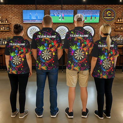 Colorful watercolor Dartboard Shirt for Women Custom Dart jerseys for team, dart league shirts NQS11397