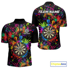 Load image into Gallery viewer, Colorful watercolor Dartboard Shirt for mens Custom Dart jerseys for team, dart league shirts NQS11397