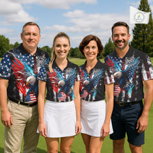 Load image into Gallery viewer, Personalized American Flag Eagle Lightning Thunder Golf Polo Shirts For Men, Patriotic Golfing Gifts NQS11717